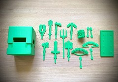 Dummy 13 Pixelated Tools and Weapons 17pcs Video Game inspired: backpack, sword