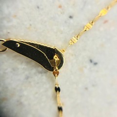 18K Yellow Gold One-Touch Hook Chain Necklace, Pin Chain, Approx. 50cm, Petal