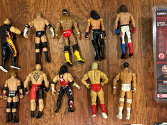 Lot of WWE WWF Action Figures and Cards (1 Autographed) Brock Lesnar,Ric Flair
