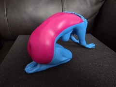 SIGNED Ron English LADY LIPS BLUE/PINK Vinyl Toy Figure Popaganda LE 45/50