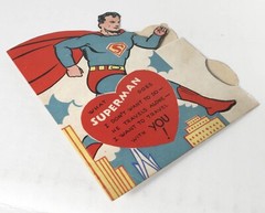 Vintage, Rare Die-Cut Superman Valentine’s Day Card (Circa 1940’s)