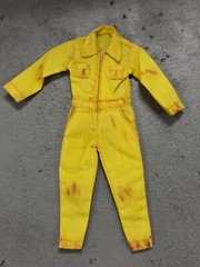 SU-CH-WKSUIT-SYL: 1/12 weathered Yellow Coverall Worker Suit for 6″ Slim Figure
