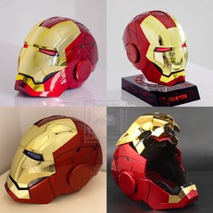 Iron Man Gold MK5 Helmet Electronic Voice Activated Open&Close Mask Autoking New