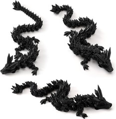 3Pcs 12In 3D Printed Crystal Dragon Glow in the Dark,3D Printed Flexible Articul