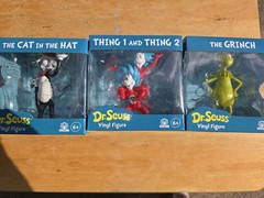 Dr. Seuss Vinyl Figures Lot of 3 – Cat in the Hat, Thing 1 & Thing 2, The Grinch