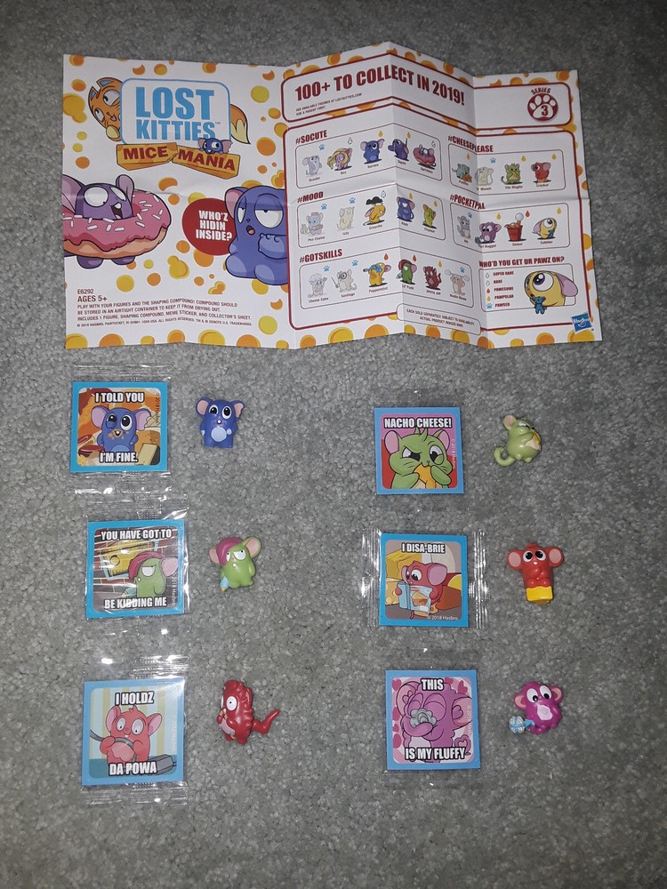 NEW OPENED LOST KITTIES MICE MANIA SERIES 3 FIGURE & STICKER – YOU PICK