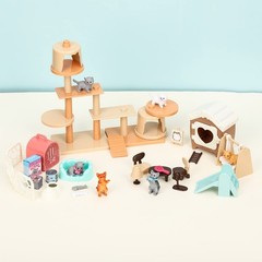 43-Piece Cat Figurine Playset – Realistic Pet Care Toys for Kids, Toddlers, B…