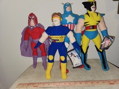Lot of 4 X-Men Marvel Kellytoy Wolverine Magneto Captain Cyclops Plush Dolls Toy