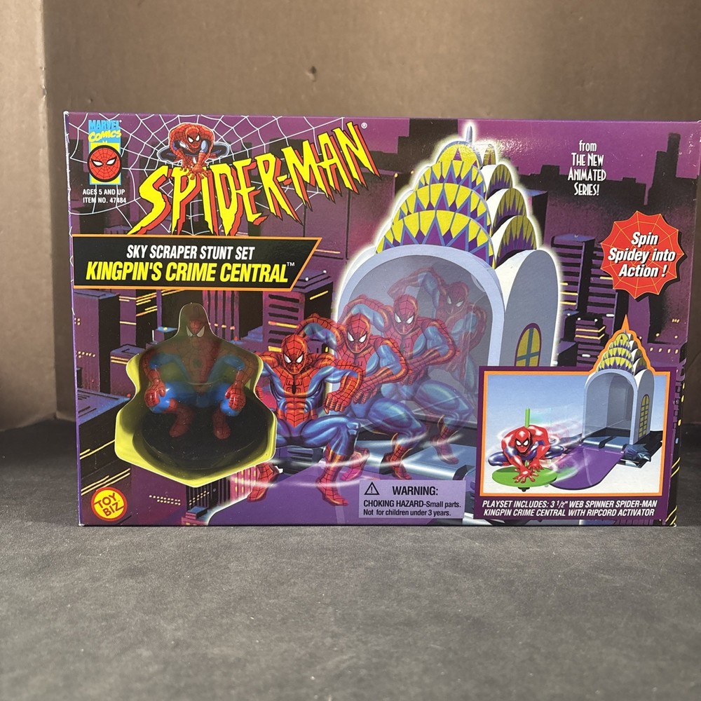KINGPIN’S CRIME CENTRAL SKY SCRAPER STUNT SET SPIDER-MAN ANIMATED NEW WEB-SPIN