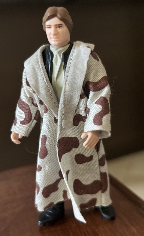 1984 VTG Star Wars Han Solo Plain Collar Trench Coat Endor Action Figure