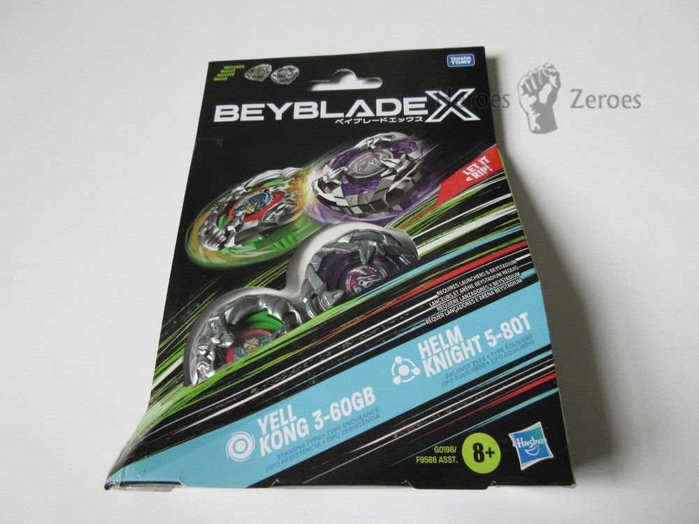 Takara Tomy Beyblade X Booster YELL KONG 3-60GB and HELM KNIGHT 5-80T NIB
