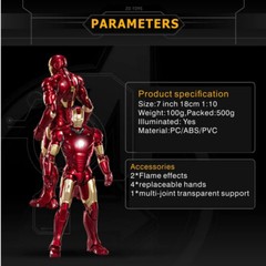 Marvel Avengers Iron Man Mark 3 MK3 Ironman Toy LED Light Action Figure Model