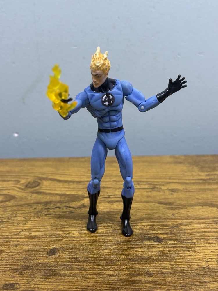2009 Hasbro Marvel Universe Human Torch Action Figure Light Blue Black Belt #011