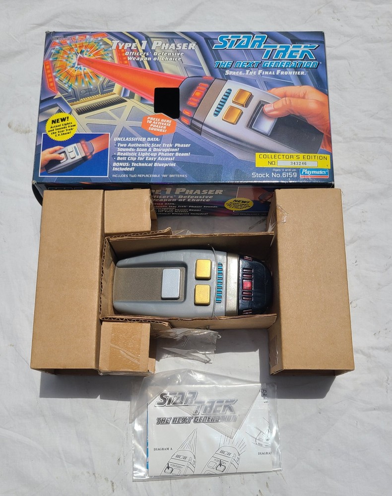 Star Trek Next Generation Type 1 Phaser Toy 6159 Playmates 1994 Open Box Works