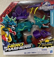 Jurassic World Hero Mashers Hasbro TRICERATOPS mashup w Stegosaurus Dinosaur NIB