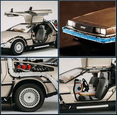 Tomy 1/10 Die Cast Back to the Future DeLorean Time Machine w/ Einstein Flames