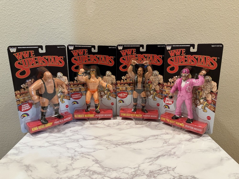SET of LJN WWE Superstars Series Wave 2 Black Card Warrior Ventura Bundy Austin