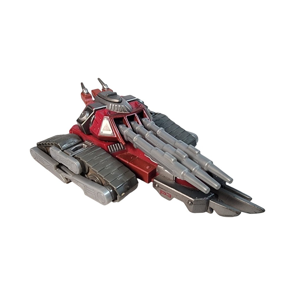 1999 Bandai Action Figure Tank Vehicle Toy Red Silver Metallic Detailing