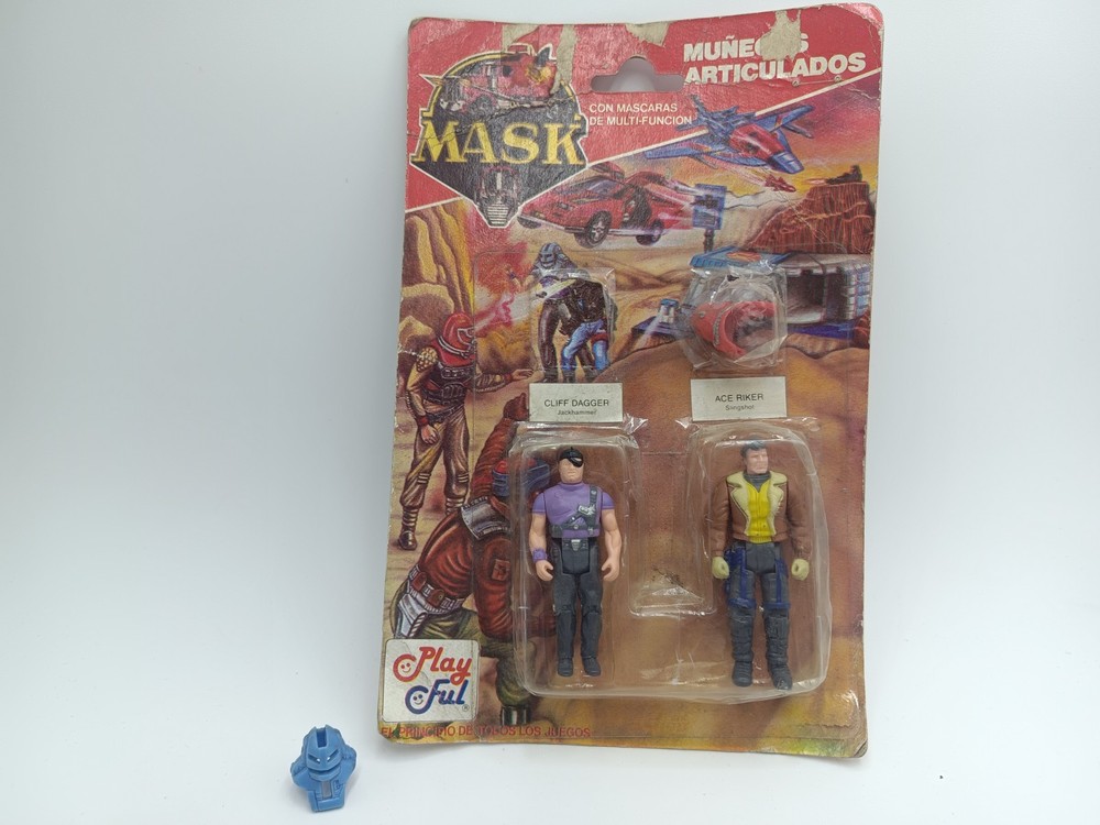M.A.S.K. PlayFul Argentine Cliff Dagger & Ace Riker Vintage 80 Carded Not Kenner