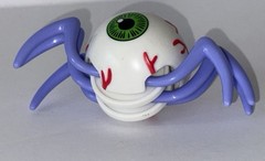 Spider Eyeball Action Figure Plastic White Body Purple Legs Red Veins Green Eye
