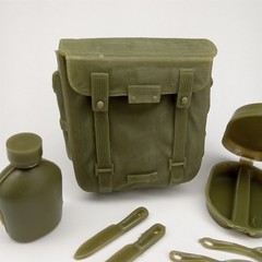 Vintage 1960s Louis Marx Stony Smith Combat Field Pack Mess Kit