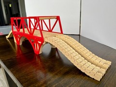Vintage Thomas Wooden Railway The Double Wide Old Iron Bridge + Track + Risers