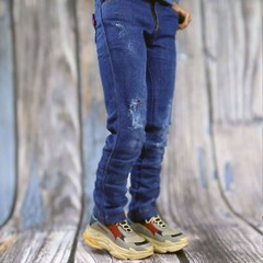 1:6 Scale Distressed Classic Jeans & Belt Model For 12” Male Action Figure Body