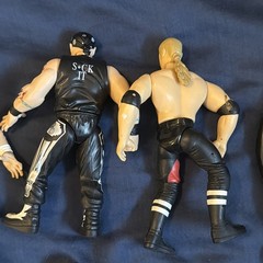 JAKKS WWF BCA Lot Bone Crunching Action Edge Owen Hart Jerry Lawler Dude Love