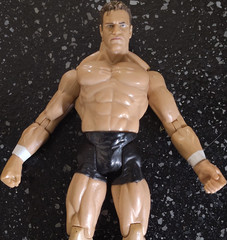 Wrestling Action Figure Plastic Collectible Beige Black Trunks Red Yellow Logo