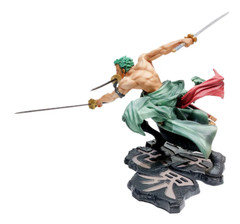 18CM One Piece Luffy Figure Roronoa Zoro Three Blade Manga Anime Statue A15D8Fx