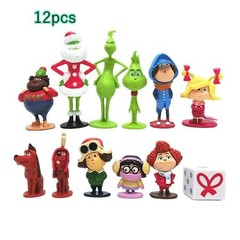 12PCS Grinch Figure Set How the Grinch Stole Christmas Mini PVC Collectible Toy