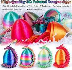 3D Printed Dragon Eggs Fidget Toys with Dragon, 4 Pack, Kids Adults, Fantasy
