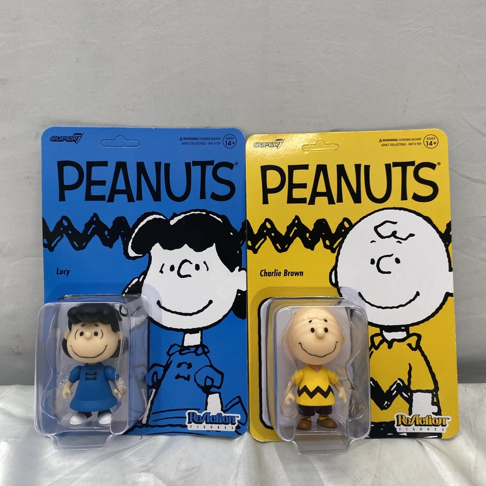 Super7 Peanuts ReAction Figures Charlie Brown & Lucy Collectible Figure Lot