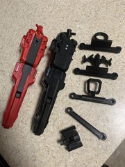 [Everything] Dual/Double Beyblade X String Launcher Set – Grips (Black & Red)