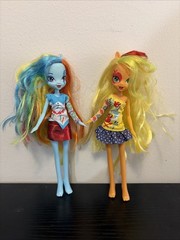 My Little Pony Equestrian Girls Lot of 2 -Rainbow Dash and Applejack 9” Dolls