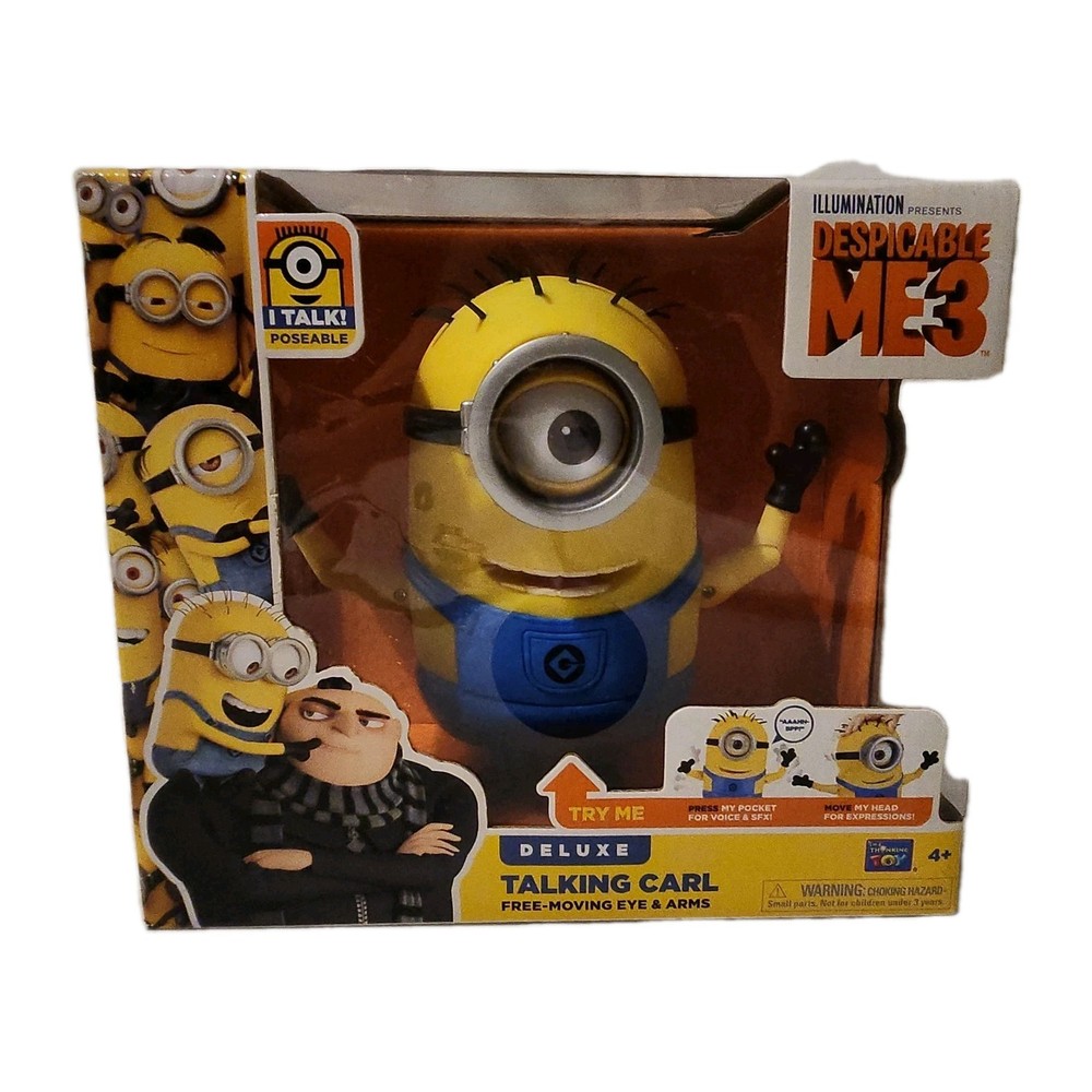 Rare Despicable Me3 Deluxe Talking Minion Carl Toy Moving Eyes & Arms 25+sayings