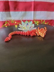 Red Orange 3D Printed Articulated Dragon Fidget Toy Flexible Full Articulated