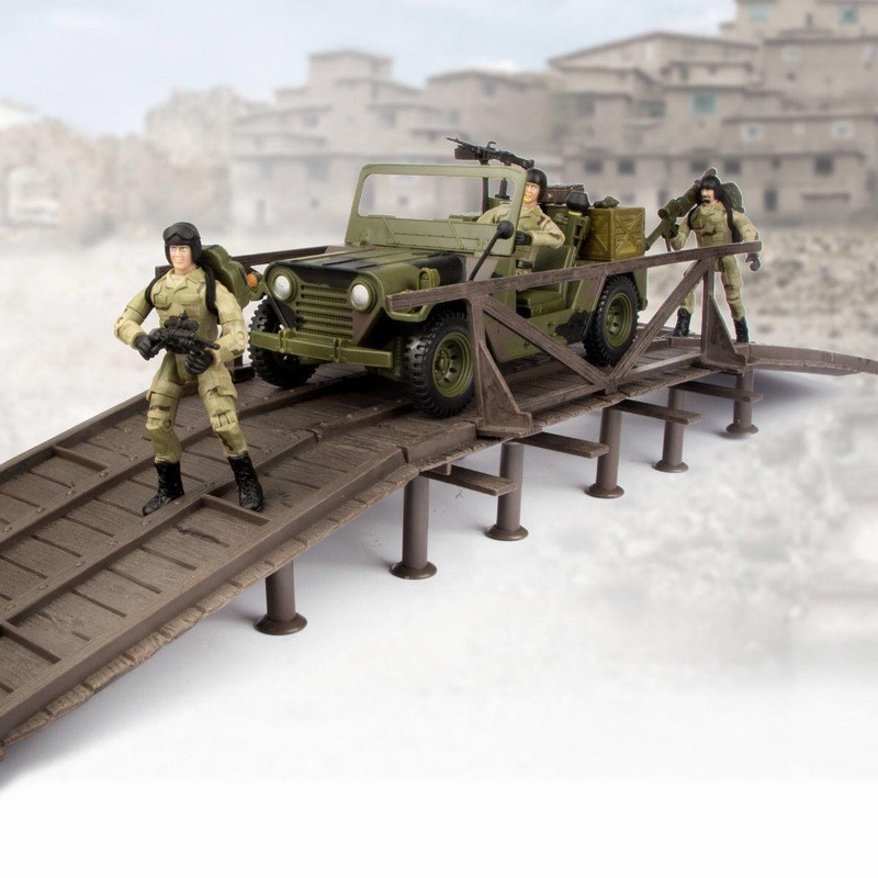 1:18 Expedition Team and Accessories Military Model soldier Jeep bridge set Gift