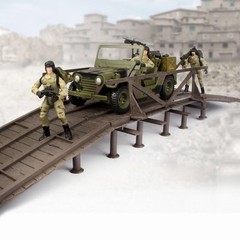 1:18 Expedition Team and Accessories Military Model soldier Jeep bridge set Gift