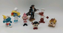 Vtg PVC Figures Smurfs, Pound Puppies, Disney Lot of 7 mixed