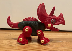 Red & Black Triceratops Poseable Action Figure, Screw-Joint Legs