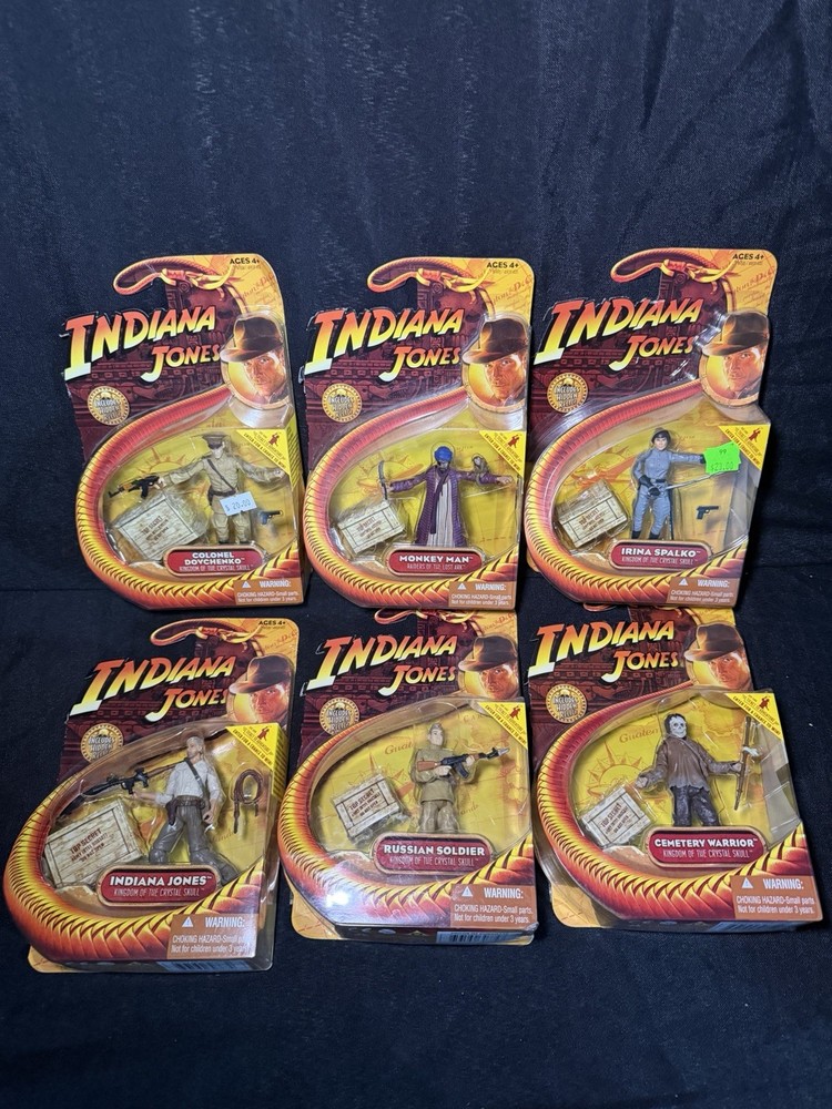 Lot of 6 Sealed 2008 Indiana Jones Action Figures- 3.75” Cemetery Warrior Irina+