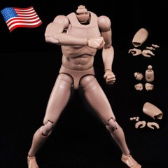 US 1/6 12″Male Man Neck Body Art Model Europe Skin Action Figure&Hands Accessory
