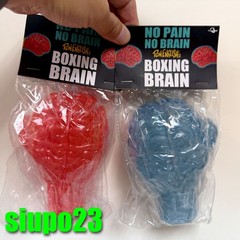 Ron English x Toyqube 4.75″ Boxing Brain Vinyl Figure 2p Clear Red & Blue
