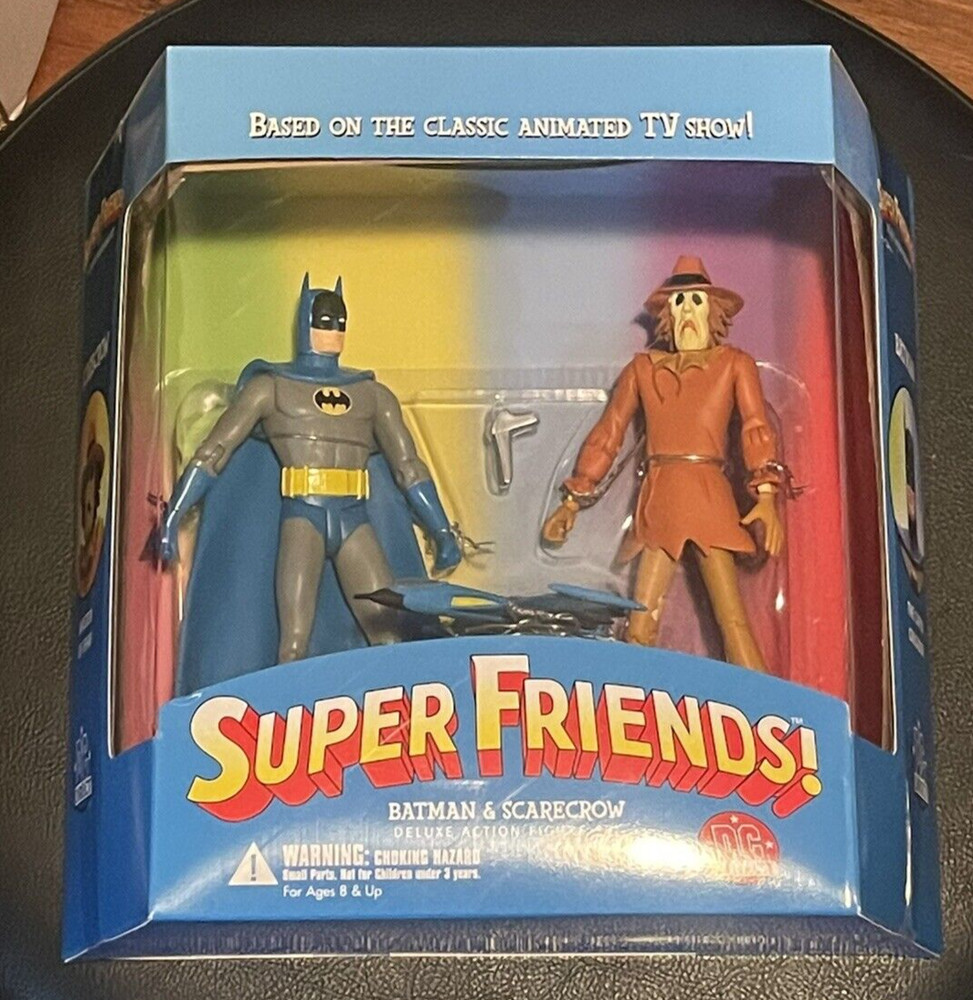 SUPER FRIENDS TV SHOW BATMAN & SCARECROW ACTION FIGURE SET DC DIRECT NEW MIB NOS