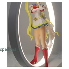 Sailor Moon PVC Figure Statue + Round LED Light Up Stand Night Lamp Xmas Gift BN