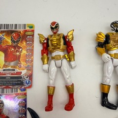Power Rangers Mega force Red & Black Ranger Figures Cards Weapons Bandai Figures