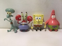 Spongebob Squarepants Bendable Figure Lot of 4 Squidward Mr Krabs Patrick 2001-2