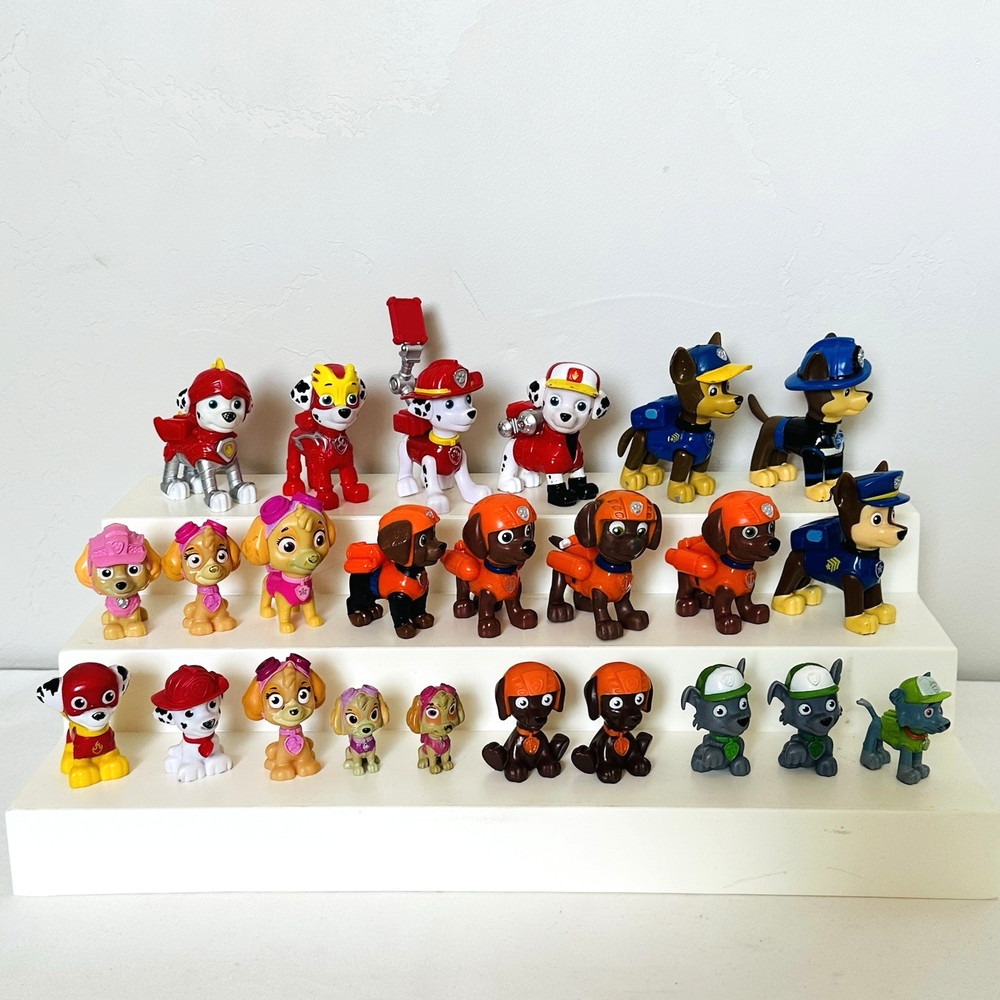 24 Pc Mixed Lot Paw Patrol Figures Dogs Chase Skye Rocky Marshall Zuma 1.5-2.75″