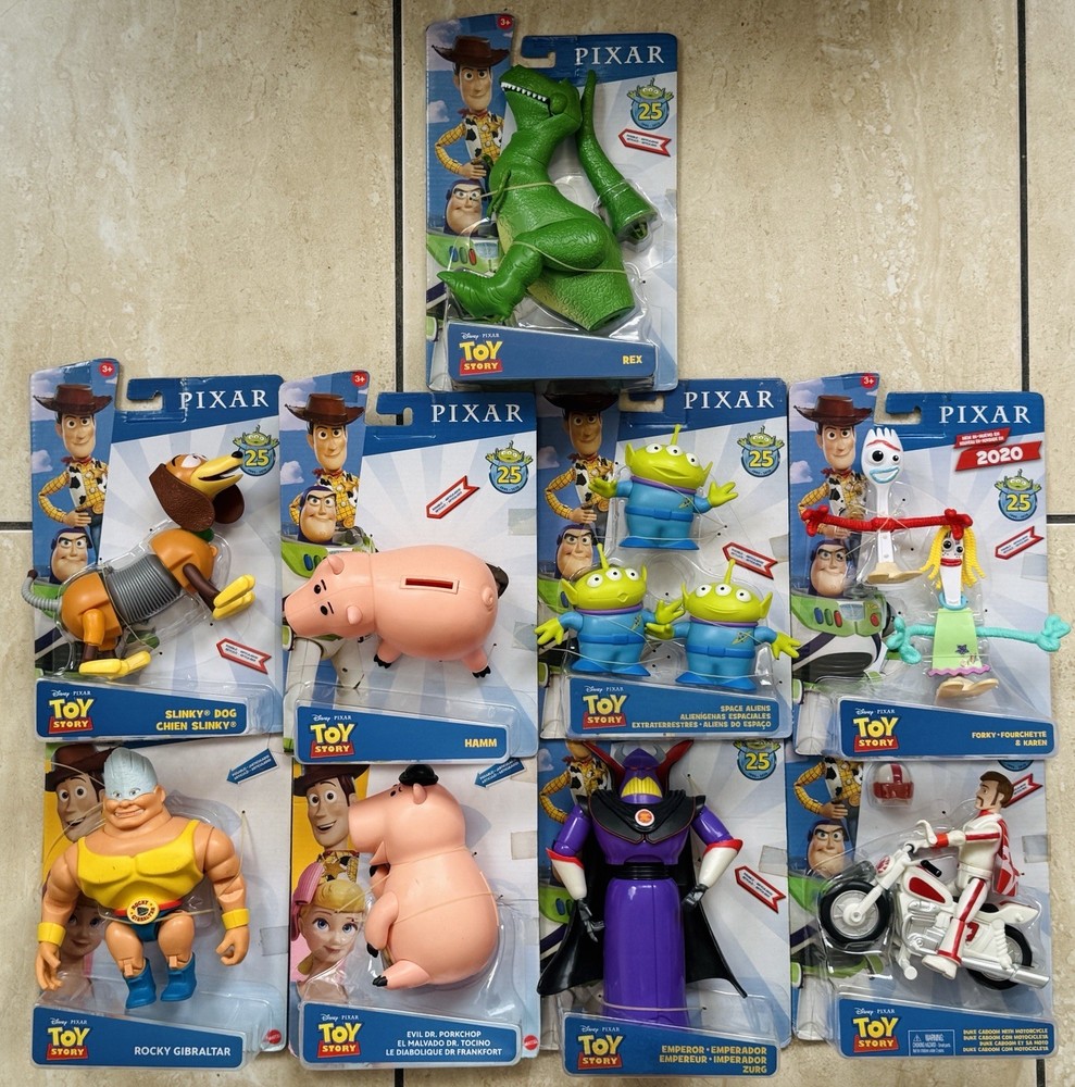 Lot Of 9 Toy Story Figures Rocky Gibraltar | Forky | Slinky | Evil Dr. Porkchop